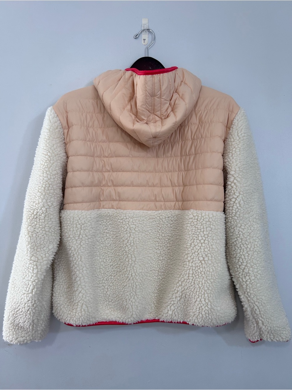 Ivory Ella Claire Mixed Media Sherpa Pullover Jacket. S - Picture 2 of 16